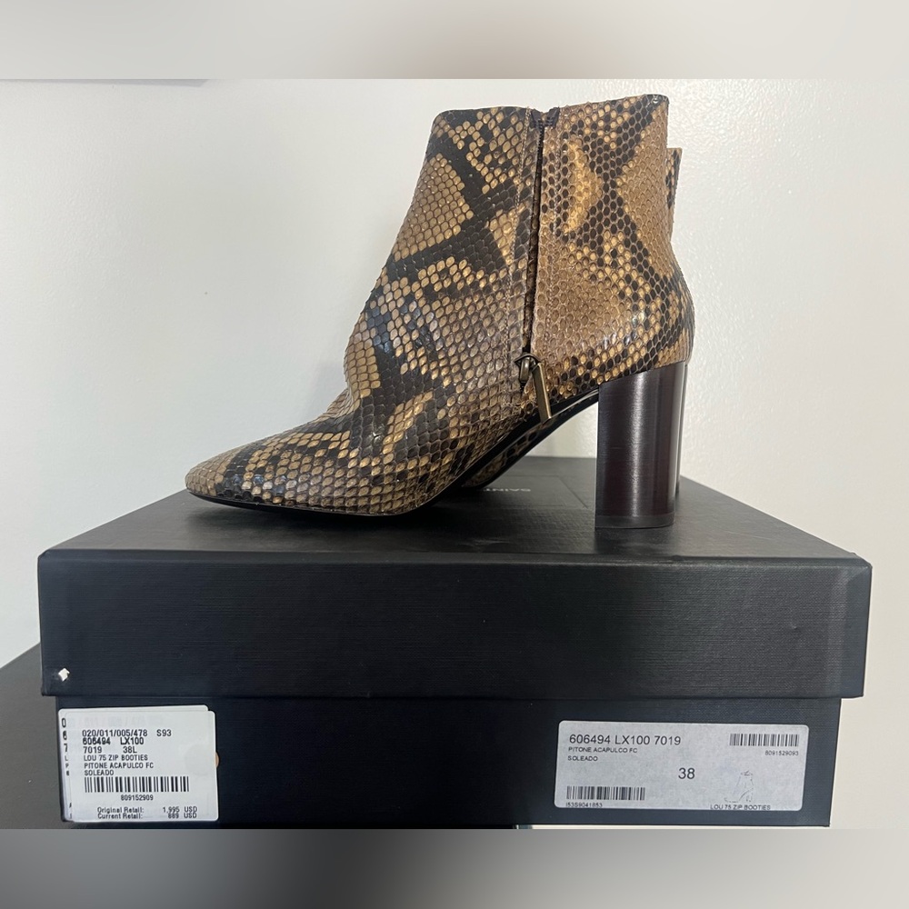 Saint Laurent Snakeskin Lou 75 Booties